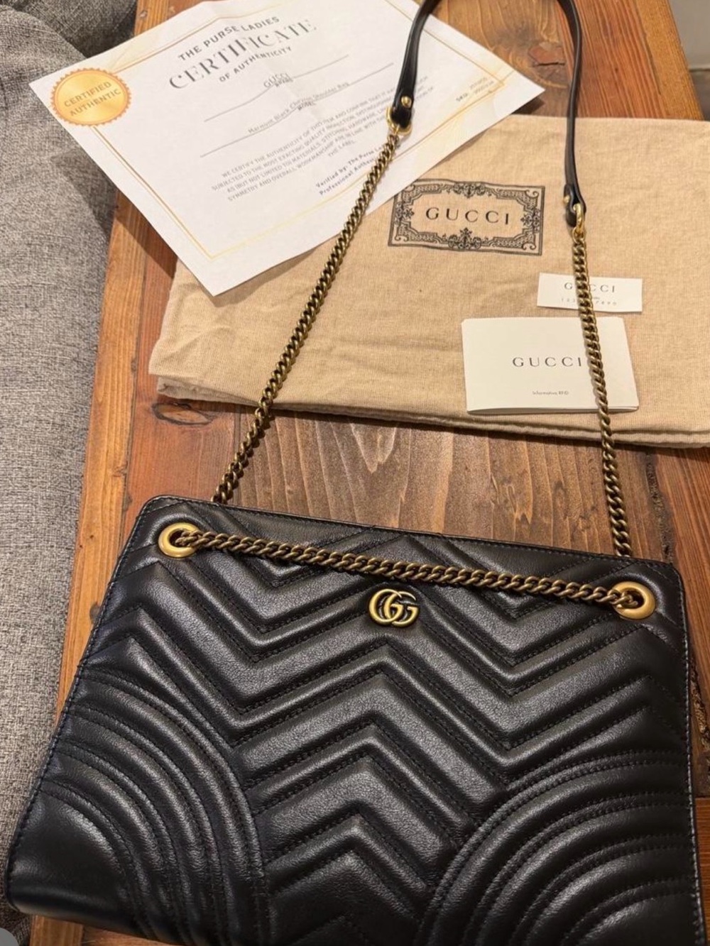 Gucci Black Quilted Chevron Leather Shoulder Bag with Gold Hardware